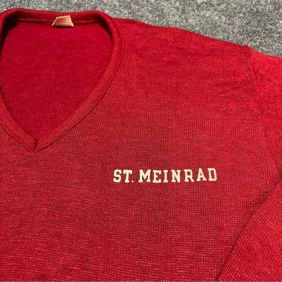 Vintage 70s Champion St. Meinrad V Neck Sweater Size Large - Picture 6 of 6